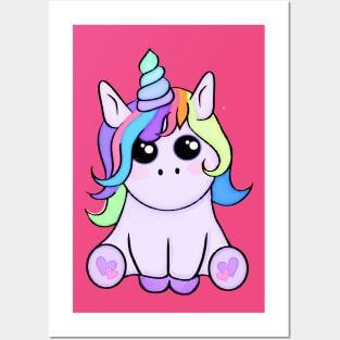 Unicorn with rainbow hair Posters and Art